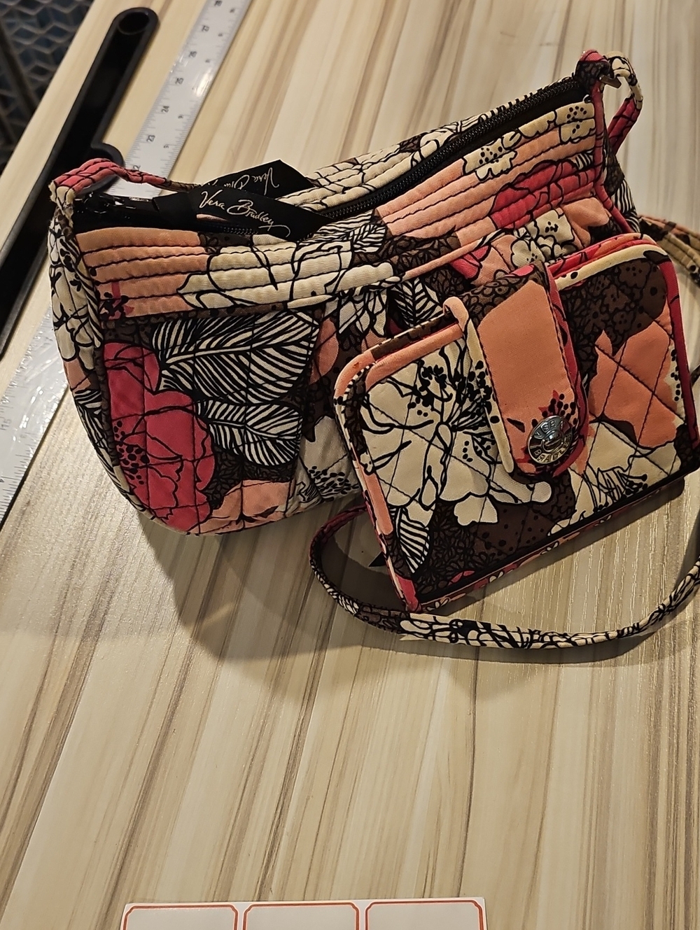 2 Pc Set Vtg Vera Bradley Pink Quilted Crossbody And Matching Wallet